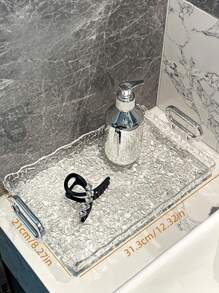 1个透明首饰托盘，多功能化妆品收纳架，化妆品整理托盘，浴室收纳盒，现代桌面收纳盒，梳妆台和桌面整理架，家居装饰，房间装饰，浴室配件，适用于浴室、卧室、客厅，返校必备，房间装饰 - 無色 - 查看 3