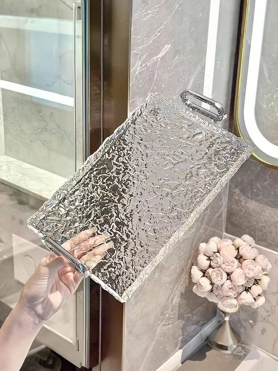 1个透明首饰托盘，多功能化妆品收纳架，化妆品整理托盘，浴室收纳盒，现代桌面收纳盒，梳妆台和桌面整理架，家居装饰，房间装饰，浴室配件，适用于浴室、卧室、客厅，返校必备，房间装饰