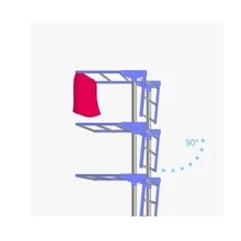 Varal De Roupa Retratil Articulado Dobravel Vertical C/ Roda - Prata e Azul - Visão 4
