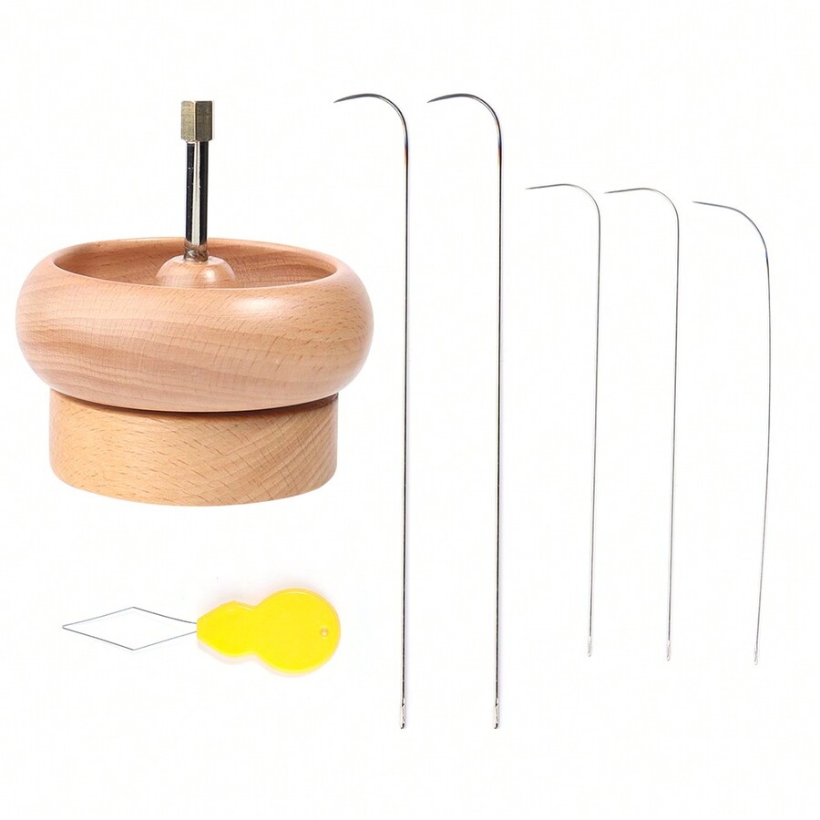 1 Set Wooden Beads Loader & Stringer Diy Bead Spinning Wheel With