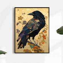 烏鴉帆布畫 - 复古風格家飾 - 黑暗烏鴉壁畫哥特式鳥類海报 - 客廳牆畫和家居裝飾的完美選擇 - 無框 - 彩色 - 查看 2