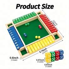 Shut The Box Dice Game, Classic 4-Sided Wooden Board Game With 12 Numbers, Suitable For 2-4 Players - Multicolor - View 1