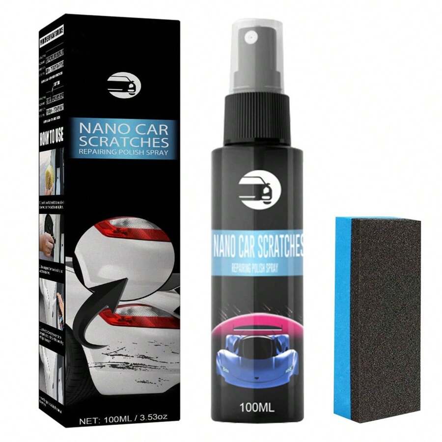 100ml汽車刮傷修復噴霧,汽車納米刮痕去除噴霧,磨光納米塗層劑,水晶塗層噴霧陶瓷涂層超疏水快速修復刮痕噴霧,適用於所有車身 - 黑色 - 查看 1