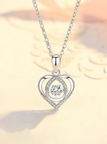 1件女士精美心形吊墜項鍊,優雅獨特的設計 - 白色 - 查看 5