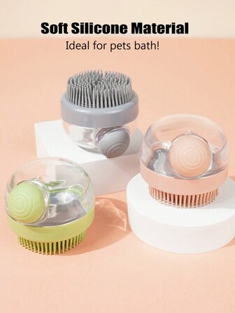 1 Pieza Cepillo De Baño Y Masaje Para Mascotas Con Dispensador De Jabón Y Champú, Cerdas De Silicona Suave Para Perros Y Gatos De Pelo Largo Y Corto, Para Ducha