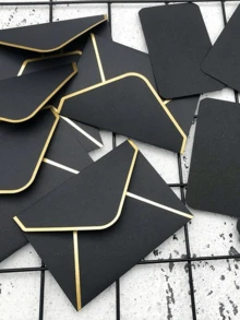 Envelope Set Including Envelope & Sheets, Membership Card Envelope, Greeting Card Envelope, Small Bank Card Envelope, Western Style Envelope For Identity Card & Other Cards Gold-Stamped - White - View 5