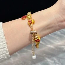 1 Miếng Đúng mốt Của phụ nữ Vàng Năm mới Phong cách Vòng tay Dây đeo Tương thích với Apple Watch , Chiều dài điều chỉnh , Tương thích với Apple Watch Ban nhạc 38/40/41/42/44/45/49mm , Tương thích với Apple Watch Loạt - Vàng - Xem 2