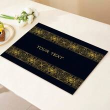 1pc Custom Text Insulated Placemat, Single-Sided Printed Linen With Gold Pattern, Suitable For Table Decoration, Housewarming Gift, Festival Gift - Gold - View 7