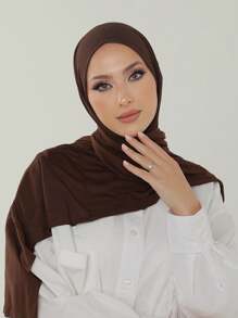 3 pièces Ensemble de hijabs en jersey abordables, écharpe longue de 170*60 cm en couleur unie classique et soyeuse. Convient pour un usage quotidien, décontracté, extérieur, comme cadeau.