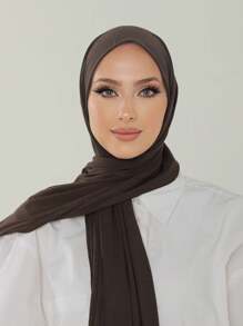 3 pièces Ensemble de hijabs en jersey abordables, écharpe longue de 170*60 cm en couleur unie classique et soyeuse. Convient pour un usage quotidien, décontracté, extérieur, comme cadeau.