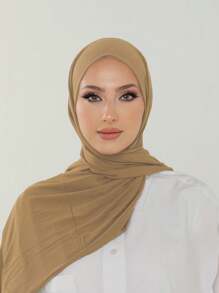 3 pièces Ensemble de hijabs en jersey abordables, écharpe longue de 170*60 cm en couleur unie classique et soyeuse. Convient pour un usage quotidien, décontracté, extérieur, comme cadeau.