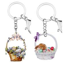 1入組亞克力復活節蛋籃鑰匙扣車鑰匙錢包珠寶新奇節日兔子禮物女孩裝飾品 - Easter Basket - 查看 1