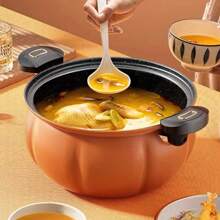 Olla De Micro Presión Con Diseño De Calabaza De 8 Litros Con Tapa, Olla De Sopa Antiadherente, Alta Capacidad, Olla De Presión Multifuncional - verde - Ver 7