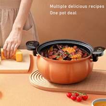 Olla De Micro Presión Con Diseño De Calabaza De 8 Litros Con Tapa, Olla De Sopa Antiadherente, Alta Capacidad, Olla De Presión Multifuncional - verde - Ver 6