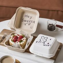 50 个/套便当蛋糕盒、提拉米苏甜点容器、汉堡盒、露营和野餐盒、西式食品包装盒学校用品食品袋食品盒适用于糖果巧克力饼干等。 - 白色 - 查看 1