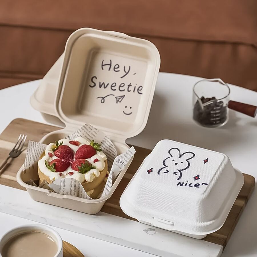 50 个/套便当蛋糕盒、提拉米苏甜点容器、汉堡盒、露营和野餐盒、西式食品包装盒学校用品食品袋食品盒适用于糖果巧克力饼干等。 - 白色 - 查看 1