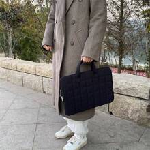 1 szt Styl Ins Minimalistyczny I Z górnej półki Pled Komputer Torba , Jednolity kolor iPada Ochronny Torebka  Odpowiedni Dla Studenci I Gabinet Pracownicy - Czarne - Zobacz 9