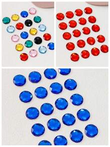 平背圓形亞克力鑲嵌自粘塑料圓形寶石,適用於服裝製作,cosplay寶石,邀請卡製作寶石飾品,閃亮聖誕裝飾 - 紅色 - 查看 1