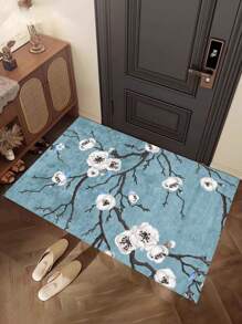1個灰藍色花紋地毯,高端簡約風格,850克/平方米,0.8厘米厚,矩形防滑可清洗起居室地毯,適合家居裝飾,臥室地毯和房間裝飾 - 灰藍色 - 查看 5