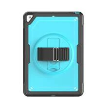 全新蜂窝平板平板电脑保护壳,兼容 10.2 英寸 iPad 第 9 代,轻巧、防摔、防刮、环形握把支架、弹簧可扩展、方便,带透明 PC+TPU 后盖 - 淺藍 - 查看 3