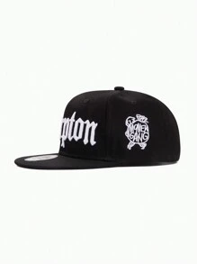 1pc Fashionable Hip Hop Style Cap With Letter Embroidery - Black - View 2