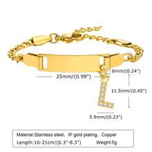 1個不鏽鋼26個英文字母18k鍍金手鍊,女性禮物 - 金黃色 - 查看 11