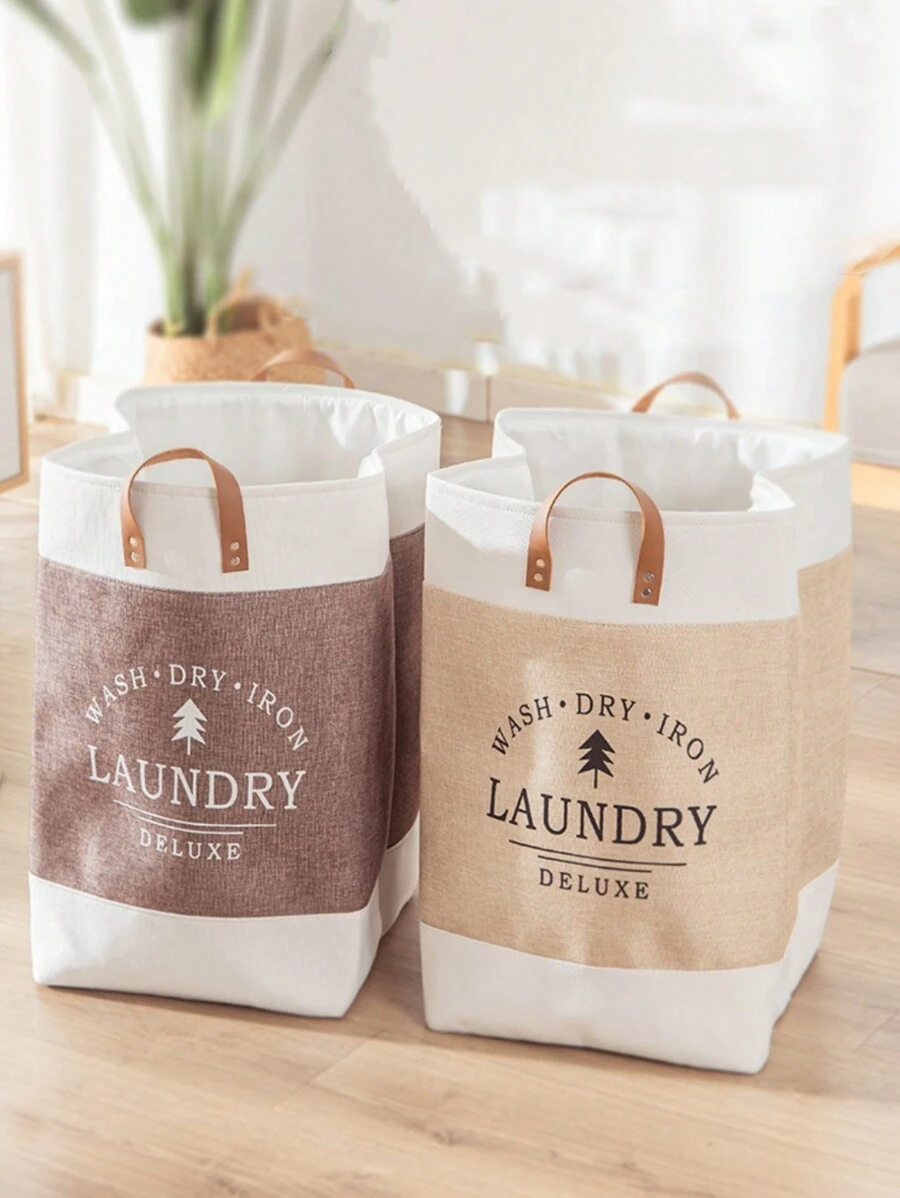 Coș de rufe pliabil din țesătură Coș de depozitare jucării/haine de uz casnic cu capacitate mare - Bej - Vizualizare 1
