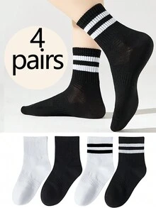 4對舒適、透氣、時尚運動風格短襪,男女童皆適用 - 彩色 - 查看 1