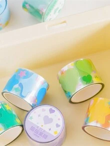 1 cuộn Kẹo màu Tim & Hình ngôi sao Không thấm nước Ruy băng Hình dán Đối với Đồ thủ công DIY Đồ trang trí , Qủa tặng Dây Quấn , Làm sổ lưu niệm , Đạn Viết nhật ký , Buổi tiệc Đồ trang trí , Trang trí Hình dán - Nhiều màu - Xem 4