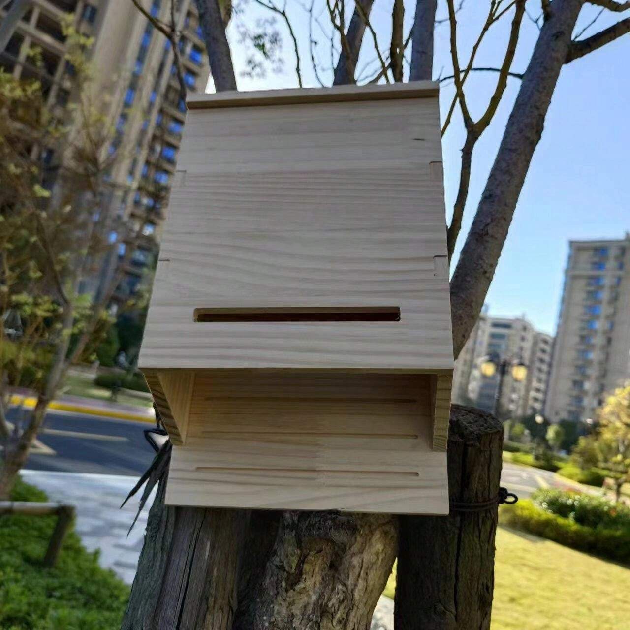 Hanging Bat House Wooden Bat Box Double Chamber,Bat Hibernation House