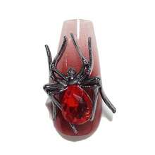 5pcs Gothic Style Jewel-Encrusted Spider Charm For Nail Art, Diy Decorations - Silver - View 5