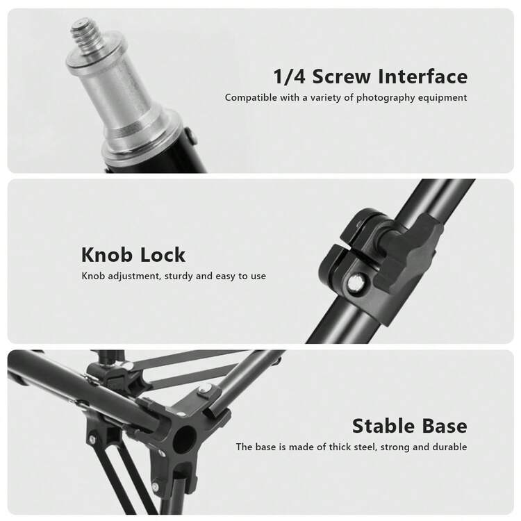 AXNEN Trípode de pie de 155 cm ajustable en longitud, accesorio profesional de fotografía con interfaz de tornillo 1/4 apto para cámara digital, videocámara, soporte para teléfono, luz de relleno, transmisión en vivo, fotografía profesional, fotografía al aire libre, grabación en interiores - Blanco y Negro - Añade 8