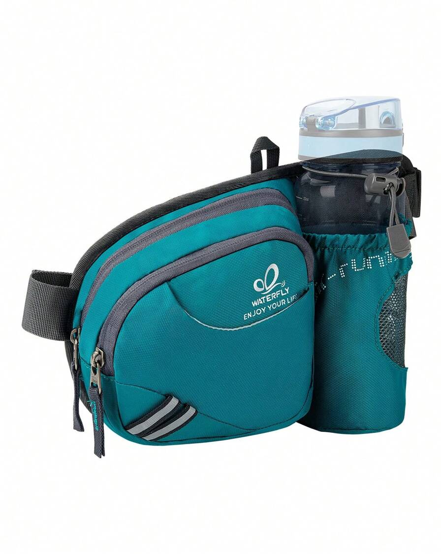 Waterfly Bolsa de cintura corrida desportiva homem mulher com suporte para garrafas bolsa de cintura para correr caminhadas, Preto, Caminhadas, corrida, desporto - Azul Cadete - Ver 1