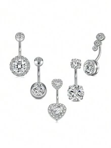 5pcs Dangle Belly Button Rings Cute Pink Heart Stainless Steel Belly Piercing Jewelry  Resever Rings For Women Navel Piercing Jewelry - Belly ring - View 16