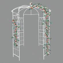 MERAX Metal Garden Arch Iron Garden Arbors Gazebo Dia 81.3'' X 114.2'' High Birdcage Shape Pergola Pavilion For Wedding Ceremony - 白色 - 查看 4