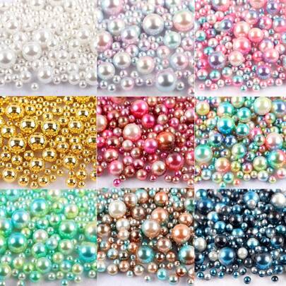 3-10mm Assorted Size (Approx. 360pcs) No Hole Faux Pearl Beads, DIY Vase Filler/Jewelry Making/Wedding Decoration