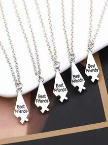 4/5/6/7/8 Pieces/Set, Best Friend Necklace, Creative Pentagram Pendant Alloy Accessories, Friendship Necklace For Men And Women, Best Friend Alloy Pendant, Letter Necklace Bff Jewelry Gift - Bạc - Xem 2