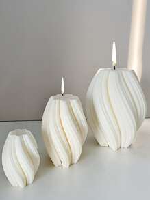 1 pièce Moule de bougie en silicone à pilier rotatif 3D, moule de bougie à vagues géométriques pour l'art abstrait DIY de savon, de résine, de plâtre et de décoration d'intérieur