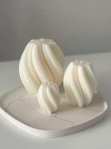 1 pièce Moule de bougie en silicone à pilier rotatif 3D, moule de bougie à vagues géométriques pour l'art abstrait DIY de savon, de résine, de plâtre et de décoration d'intérieur