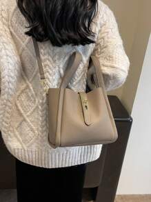 Premium Tote Bag For Women, Four-Season Handheld Commuting Bag, Versatile Fashionable Outing Large Capacity Shoulder Bag - Grey - View 3