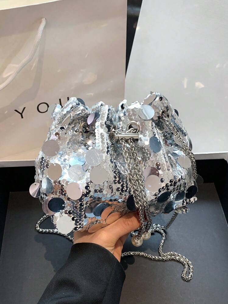 Pochette da donna con paillettes scintillanti glitterate borse da