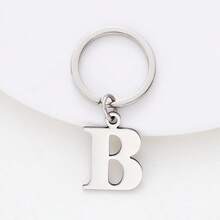 1 Miếng Không giới tính Đúng mốt Thép không gỉ Thiết kế chữ cái Móc chìa khóa , Qủa tặng Đối với Bạn Như Cái túi Vòng chìa khóa Phụ kiện - Bạc - Xem 2