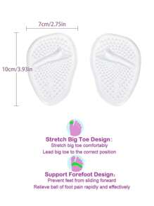 1双前脚掌鞋垫，跖骨垫，适用于高跟鞋，凝胶鞋垫，缓解足部疼痛，舒适贴合，均码，适合任何女性，鞋靴配件，返校用品，保暖，闺蜜节，小狗，嘉年华 - Style E - 查看 3