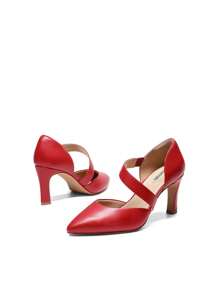 Women's High Heels Pumps Dress Closed Pointed Toe Comfortable D'Orsay Pumps Shoes For Work Office Wedding Dancing - 紅色/PU - 查看 6