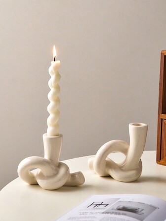 2 piezas Portavelas modernos únicos de cerámica para sala de estar, repisa de chimenea, soporte de TV, cocina, comedor. Portavelas de vela para decoración de Navidad, regalos