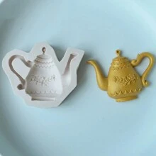 3D茶壺造型矽膠模具 DIY 翻糖蛋糕裝飾工具 環氧樹脂模具 廚房烘焙用品 - 淺灰色 - 查看 4