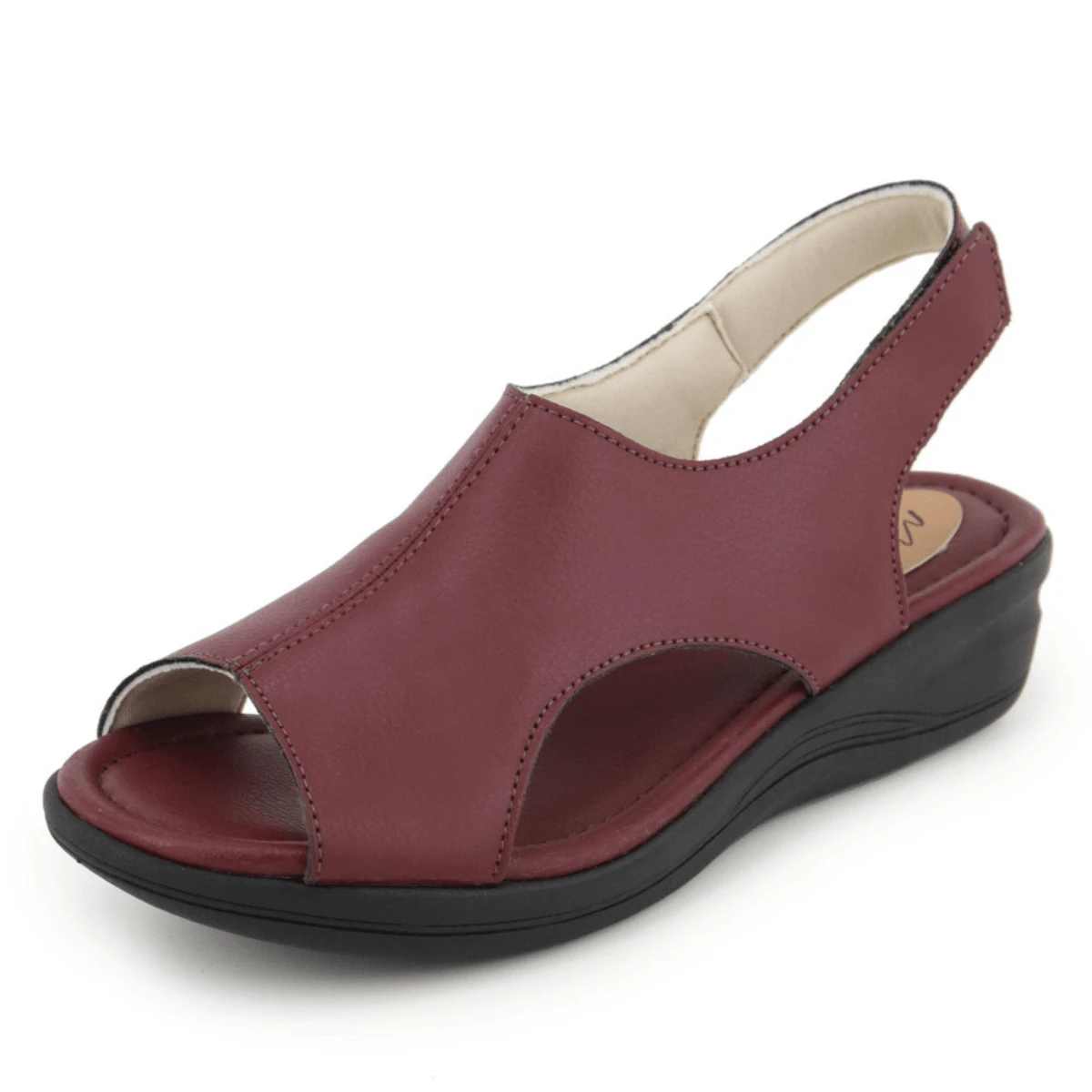 Sandália Feminina Ortopédica Leva Bico Aberto - Marsala - Visão 1