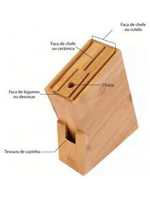 Organizador de Facas de Bambu Anti Fungos Suporte Para Tesouras Faqueiro de Bancada Cozinha Cepo Para Cozinha Original - CLINK - Bambu - Visão 7