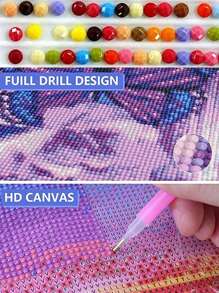 抽象玫瑰5d鑽石畫拼貼鑽石貼紙現代藝術圓形牆體裝飾用於家居、客廳 - 彩色 - 查看 7