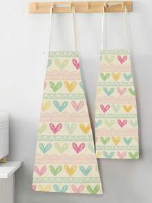 1 Pieza Delantal Con Diseño De Flores Y Corazones Para Uso En La Cocina Y Cocción En El Hogar - Beis - Ver 3